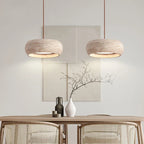 Modern Travertine Torus Pendant Light Forelo – Ambient Detail