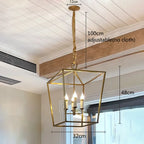 Vintage Gold Lantern Cage Chandelier Malvorn – D32 x H48cm Dimensions