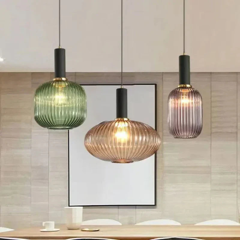Glass Smoked Pendant Light Halion