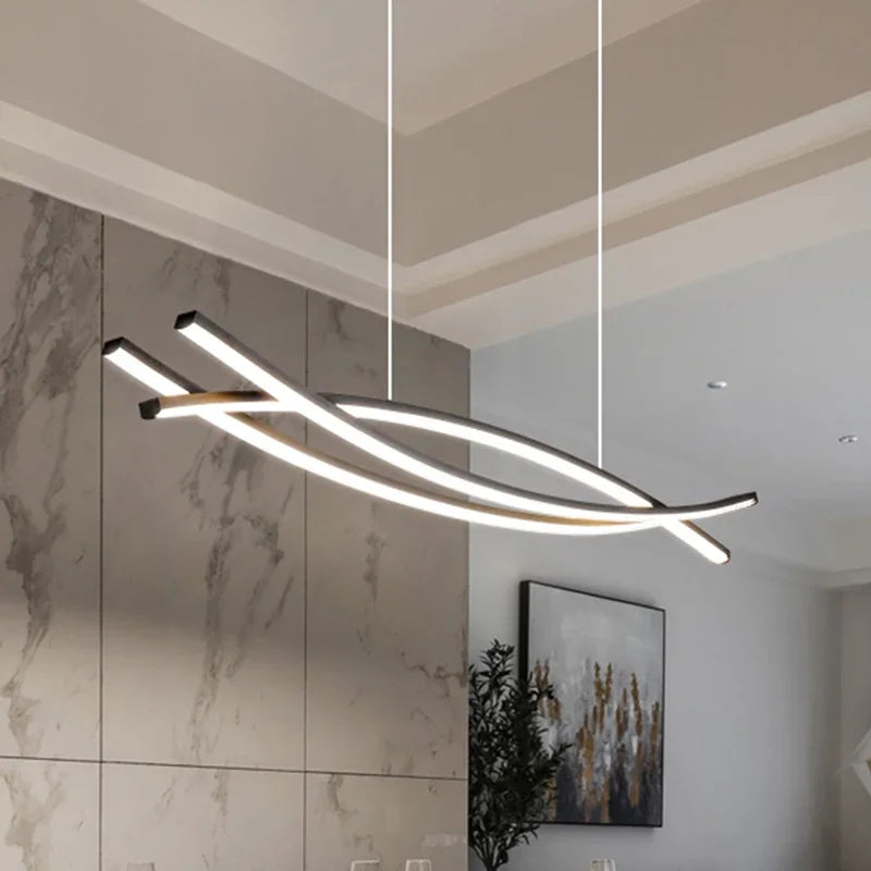 Sleek Metal Linear Pendant Light Camsel – Hero Shot