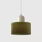Pelindra Stained Glass Pendant – Olive Shade / Cream Cap