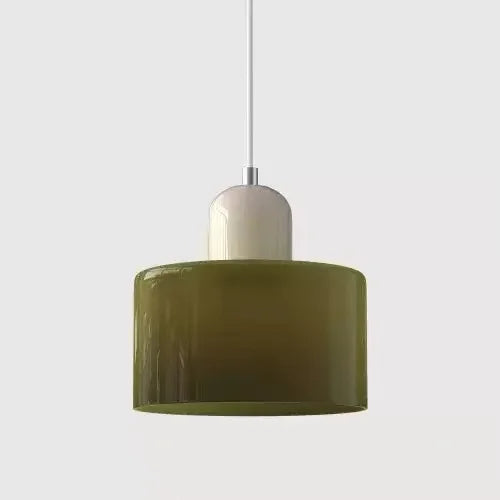 Pelindra Stained Glass Pendant – Olive Shade / Cream Cap