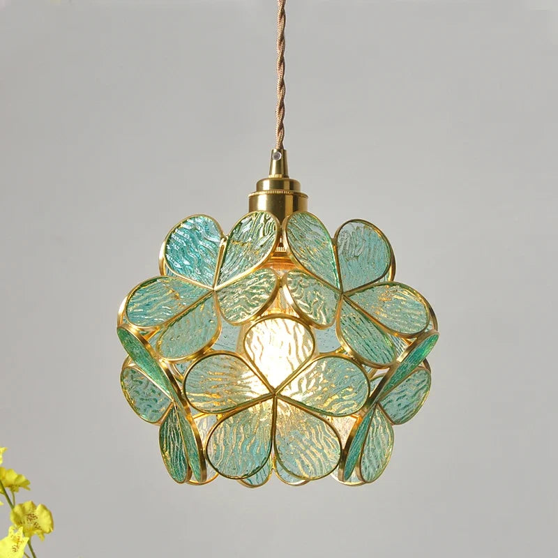 Handblown Floral Glass Pendant Light – Acelindor – Product Detail 5