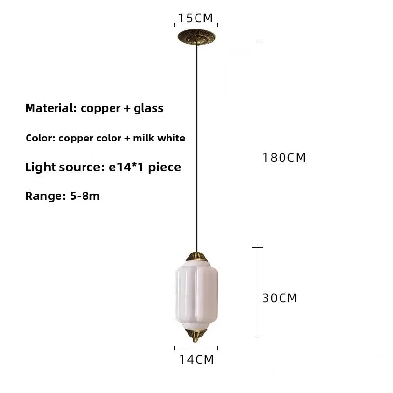 Fluted Milk-Glass Pendant Light – Vellora, White Small dimensions Ø14xH30cm