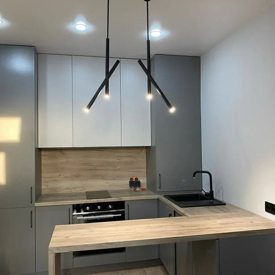Angled Slim LED Cylinder Pendant Light – Ybelindra – Lifestyle in Kitchen