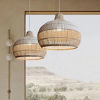 Nordic Rattan Drum Pendant Light Etavorn – Lifestyle View 3