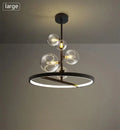 Halo Ring & Glass Globe Cluster Chandelier – Convex – Clear Glass, Ø28cm (Small)