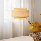 Tiered Linen Drum Pendant Light – Ccelindra – Ambient Light View
