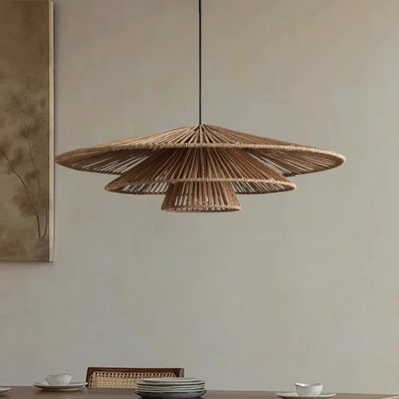 Contemporary Rattan Dome Pendant Light Ftaeron – Lifestyle View 4