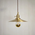 Industrial Brass Disc Pendant Light Halvorn – Half Gold-Plated Mirror Bulb