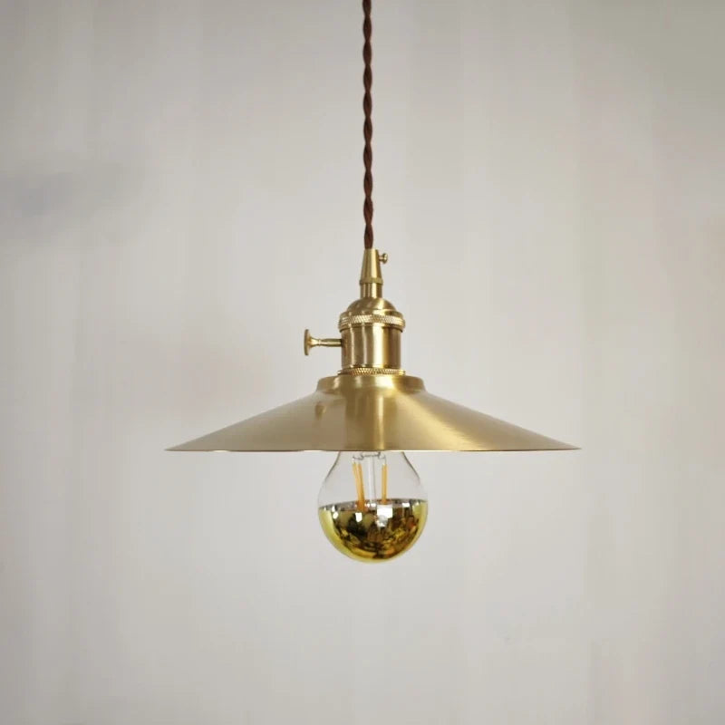 Industrial Brass Disc Pendant Light Halvorn – Half Gold-Plated Mirror Bulb
