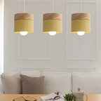 Scandinavian Wood-Cap Cylinder Pendant Light Wtaelindra – Lifestyle View