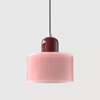 Pelindra Stained Glass Pendant – Blush Pink Shade / Burgundy Cap