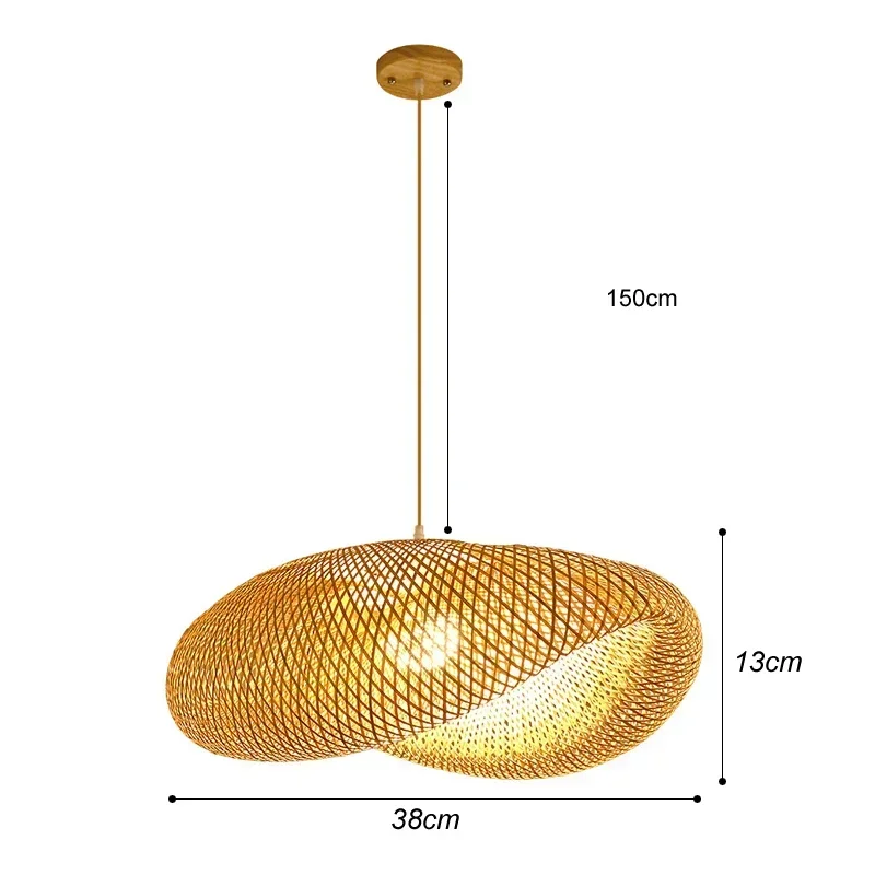 Japanese Woven Bamboo Rattan Pendant Light Kinori – Product Detail 6