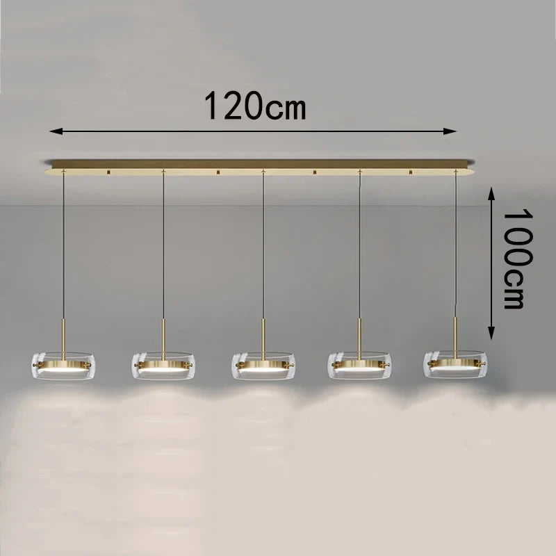 Bsaelix pendant chandelier – Gold, 5 Lights configuration, dimensions