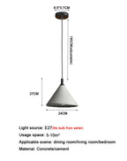 Evaelvix Concrete Cone Pendant – Dimensions Diagram (Size M)