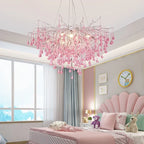 Nwaelorn pink crystal chandelier — kids bedroom lifestyle