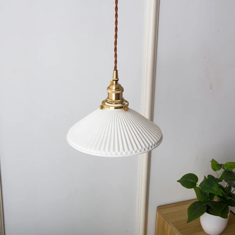 Ribbed Ceramic Dome Pendant Light Rivaleth – Lifestyle Setting