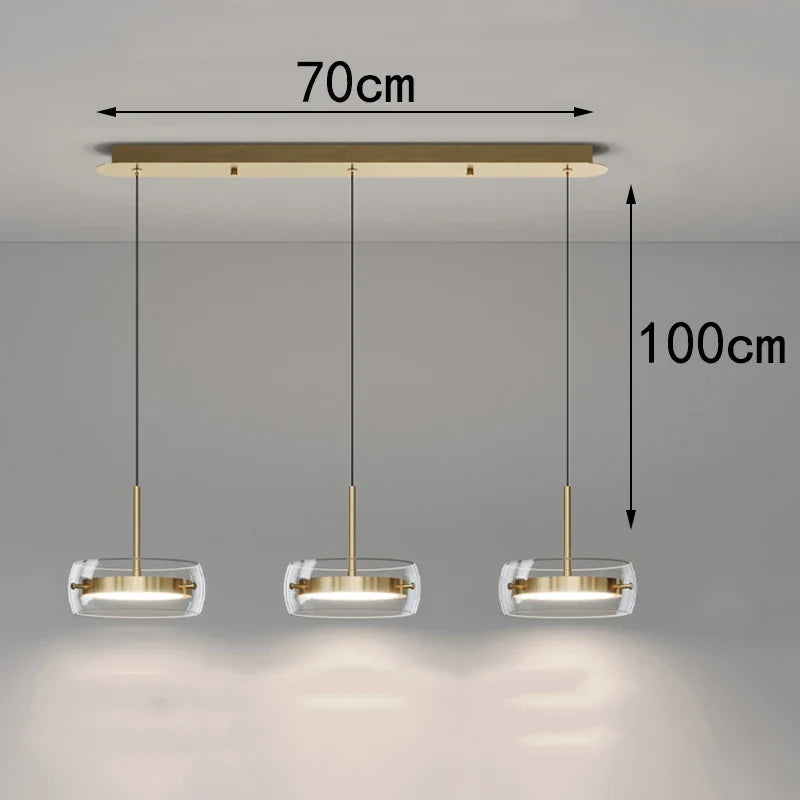 Bsaelix pendant chandelier – Gold, 3 Lights configuration, dimensions