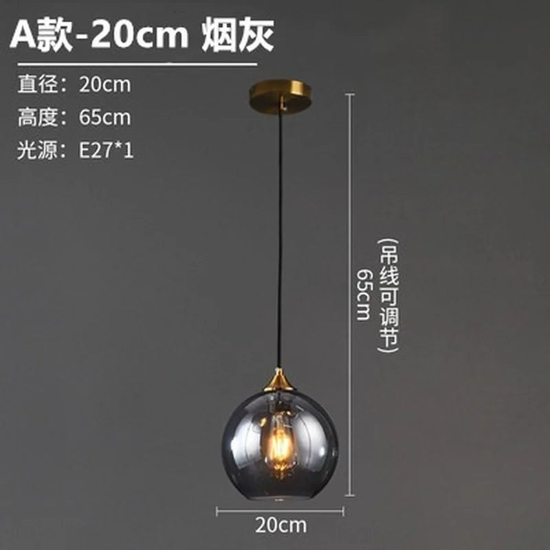 Smoked Glass Globe Pendant Light – Izaelvix – Product Detail 6