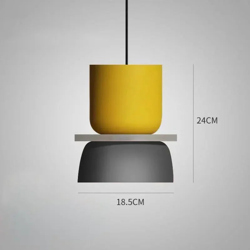 Two-Tone Macaron Dome Pendant Light Myaelorn – Small, Yellow Cap and Charcoal Dome, Diameter 18.5 x Height 24cm