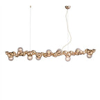 Sculptural Metal Bubble Chandelier – Lumivorn – Gold, Lit Studio Shot