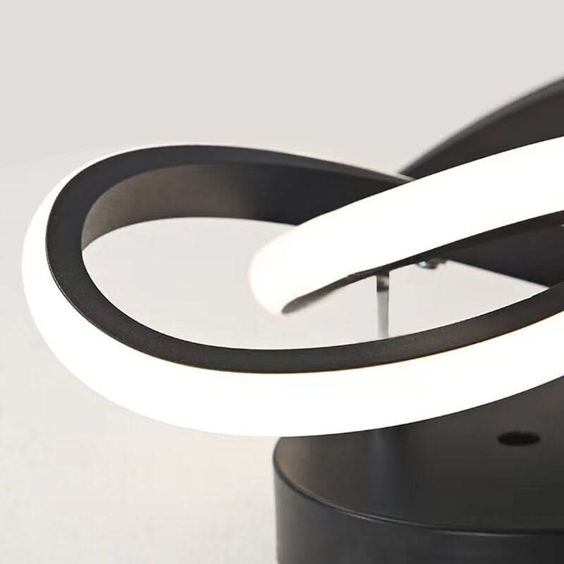 Modern Metal Arc Ceiling Light Auradex – Ring Detail, Black