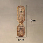 Woven Rattan Hourglass Pendant Light – Faeloria – Single Pendant, 130 cm dimensions