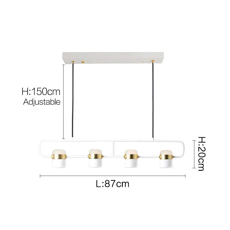 Rotatable-Head Linear Spotlight Bar Chandelier Corvino – Dimensions, 4-Light 87cm
