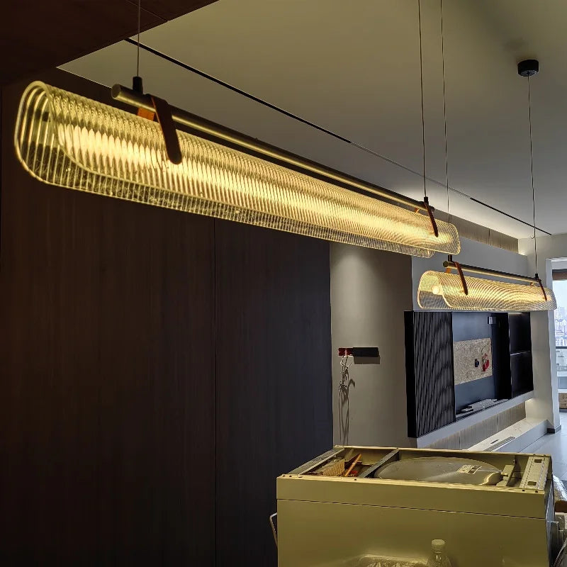 Sleek Metal Linear Pendant Light – Auelvix – Lifestyle View 3