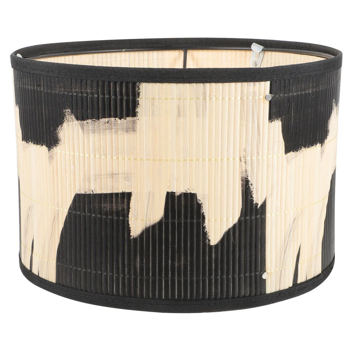 Abstract Ikat bamboo drum lamp shade Pyaelith — studio, Abstract Brushstroke pattern
