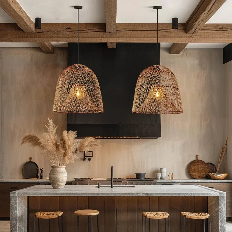 Minimalist Woven Rattan Pendant Light Itavelox – Hero Shot
