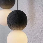 Stone Sphere Pendant & Wall Sconce – Mvaelvix – Pendant, Black Finish, Close-up Texture