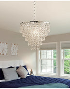 Prismax silver crystal chandelier — lifestyle bedroom scene