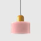 Pelindra Stained Glass Pendant – Blush Pink Shade / Mustard Cap