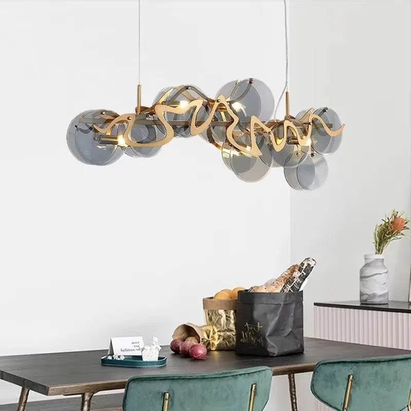 Stone Glass Sphere Chandelier Sraelion – Lifestyle View 3