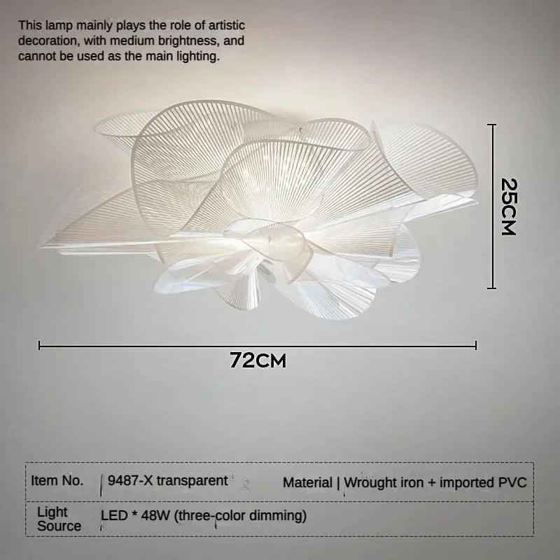 Sculptural Ribbon Petal Ceiling Light Zenaro – White, Dimension Detail