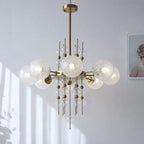 Brass Frosted-Glass Sputnik Chandelier – Kalion