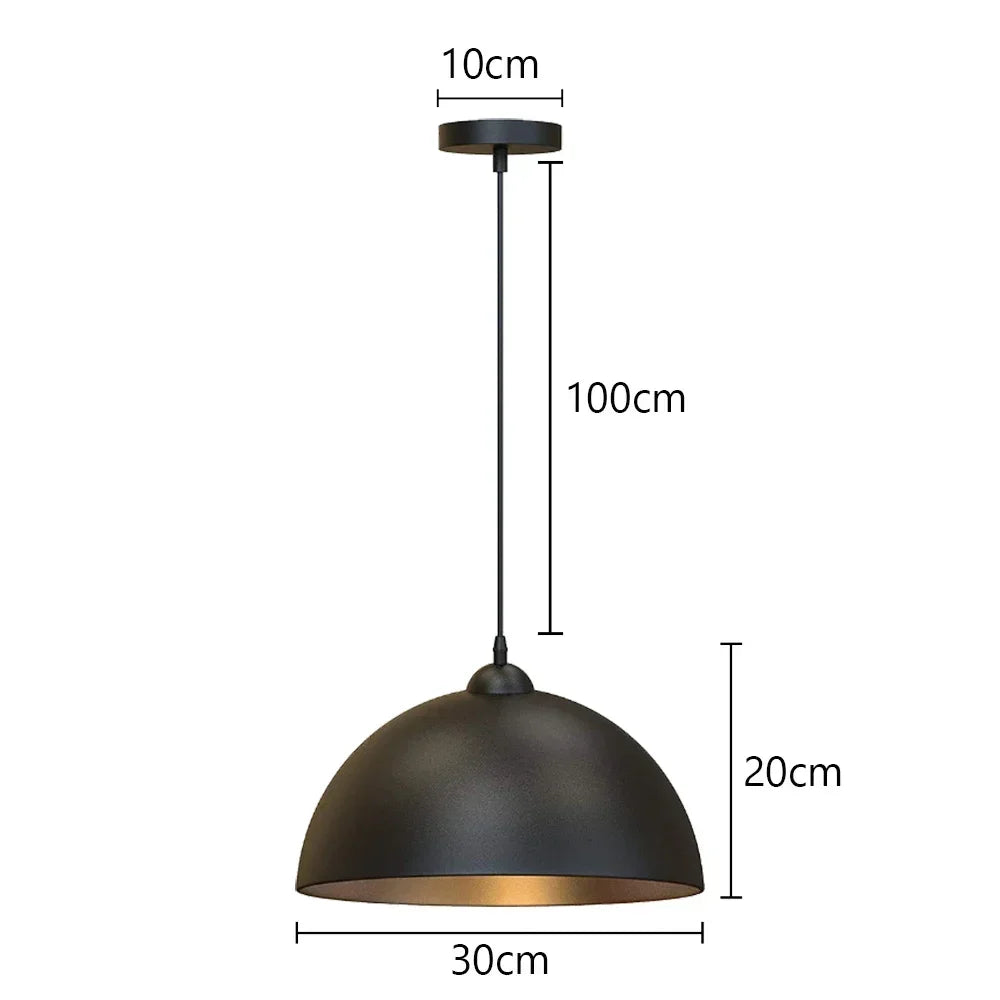 Industrial Black & Brass Dome Pendant Light Iuavex – Dimensions