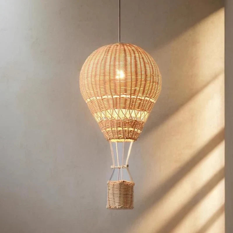 Hand-Woven Rattan Hot Air Balloon Pendant Light – Velvara – Lifestyle View