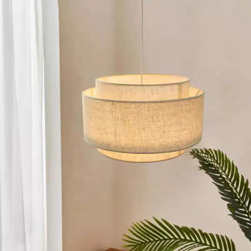 Tiered Linen Drum Pendant Light – Ccelindra – Lifestyle Detail