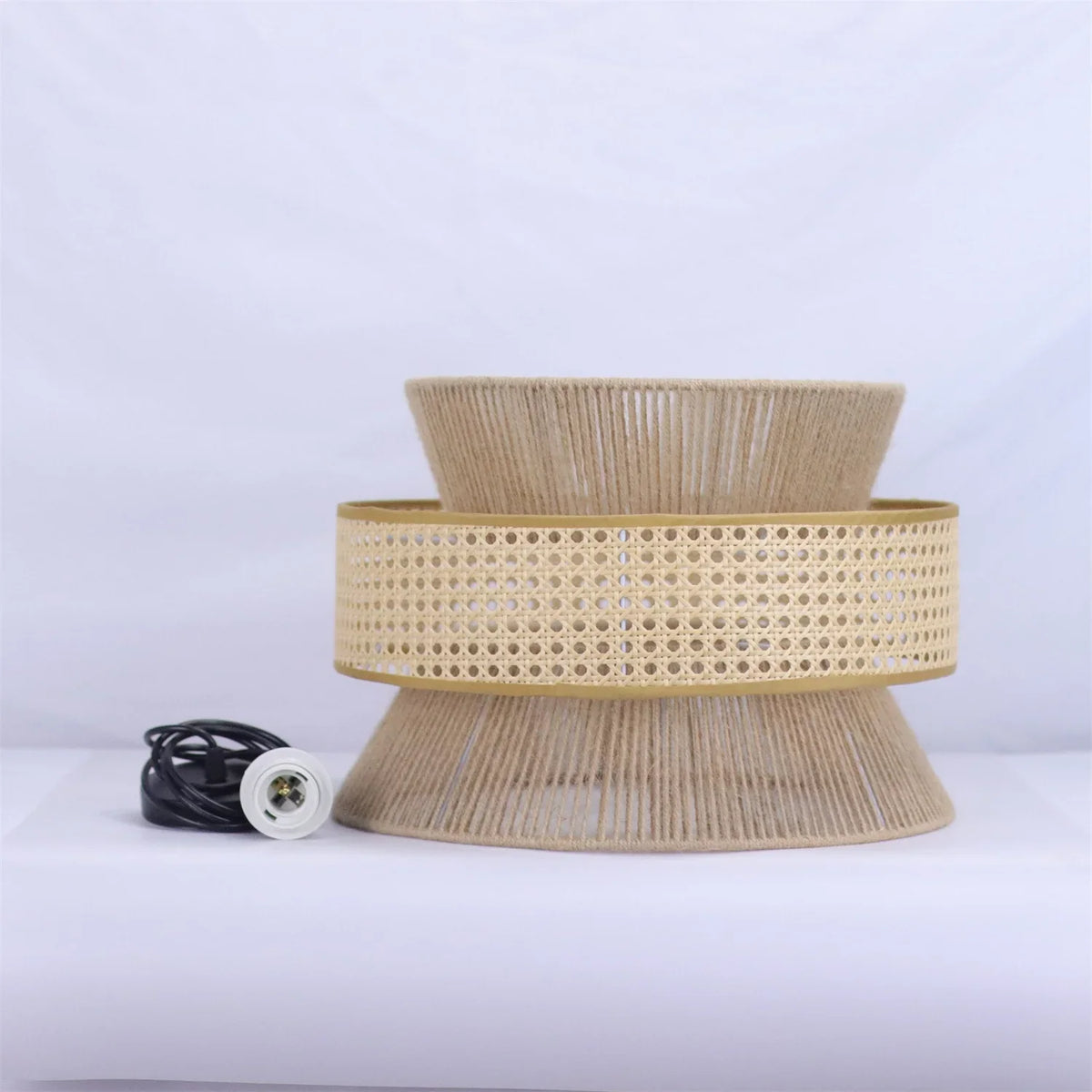 Two-Tier Rattan Pendant Light – Orivane – Lifestyle View 2