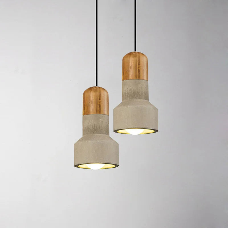 Nordic Cement & Wood Pendant Light Jvaelion – Paired pendants