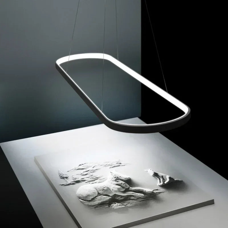 Suspension LED ovale Ondéa design contemporain éclairage uniforme - vue 8