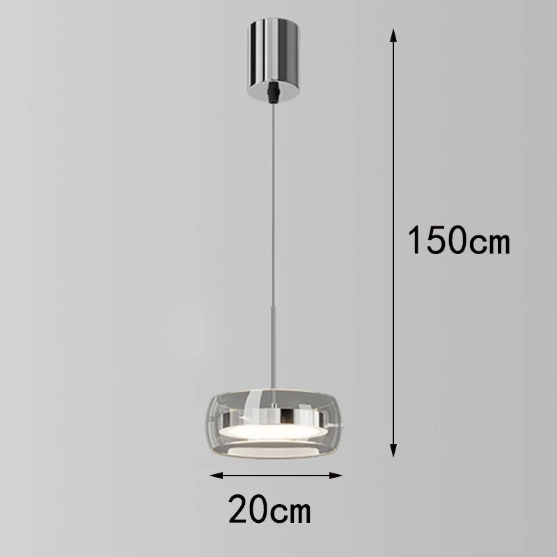 Bsaelix pendant chandelier – Chrome, 1 Light configuration, dimensions