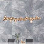 Sculptural Metal Bubble Chandelier – Lumivorn – Gold, Lifestyle Marble Dining Room