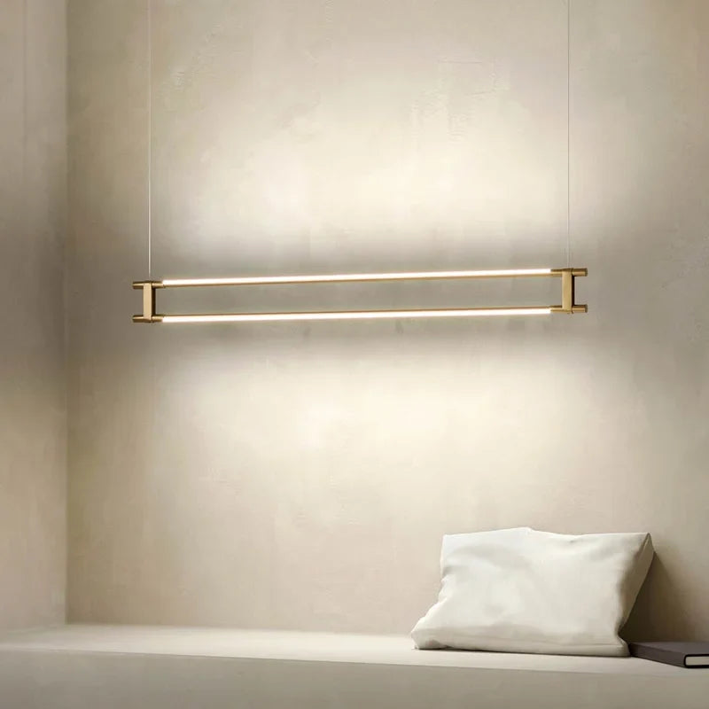 Geometric Copper Linear Pendant Light Solvex – Lifestyle View 2