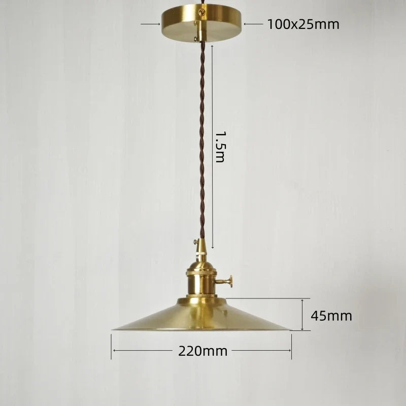 Industrial Brass Disc Pendant Light Halvorn – Dimensions