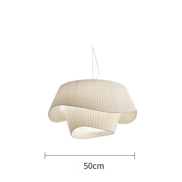 Sculptural Pleated Fabric Pendant Light – Camiran – Ivory, 50 cm