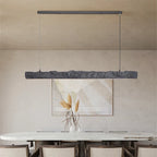 Artisan Stone Linear Pendant Light Gaelo – Charcoal Stone, dining room lifestyle